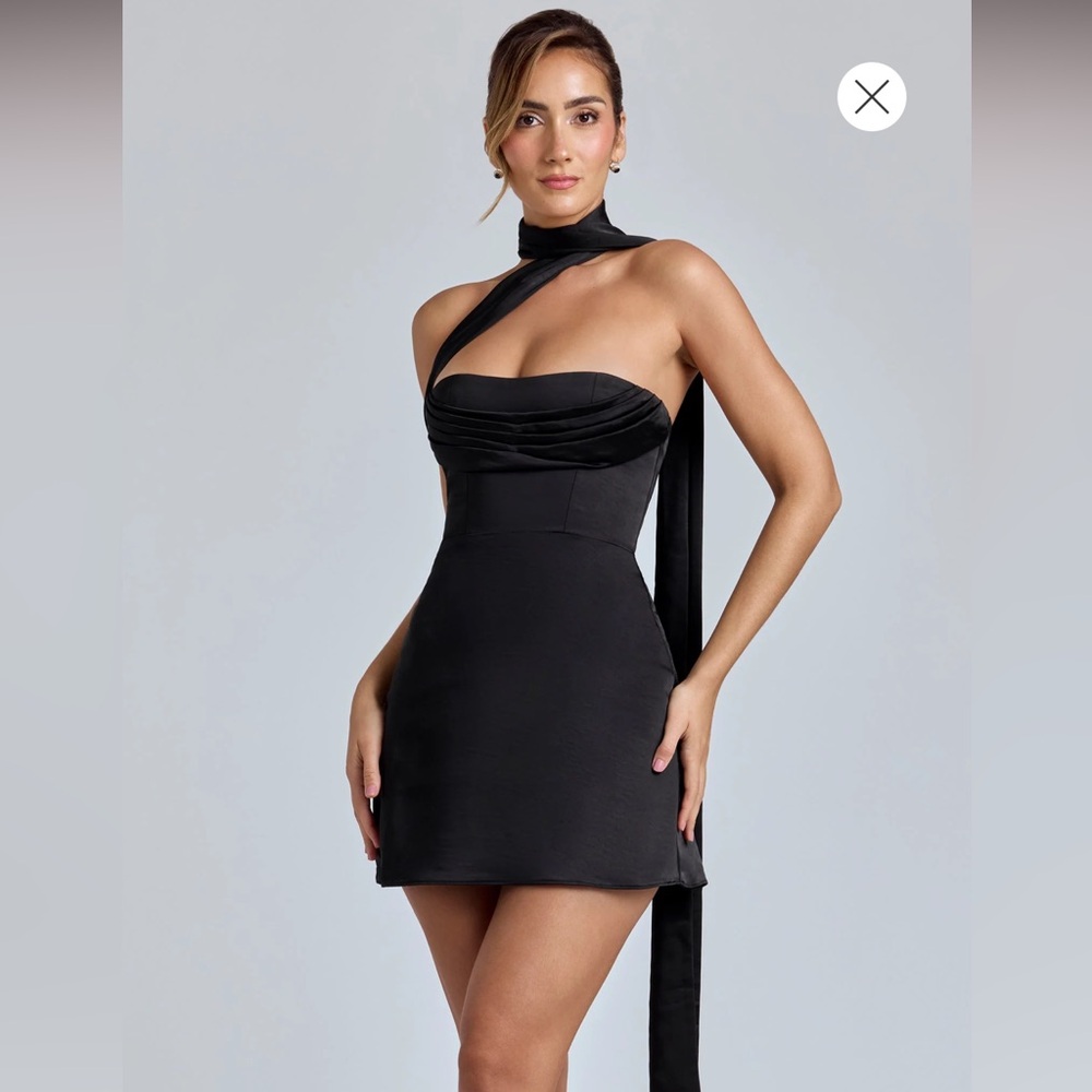 Black satin mini corset dress Oh Polly